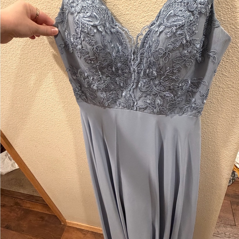 Azazie Light Blue Lace Maxi Dress